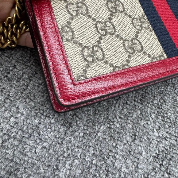 GUCCI Queen Margaret Brown&Red Canvas Shoulder Bag 685-071125 - Picture 5 of 13